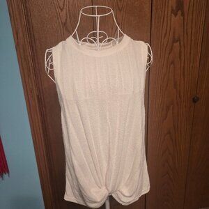 •	Time and Tru Sleeveless Ribbed Knit Tank Top Womens L 12-14 Twist Hem White